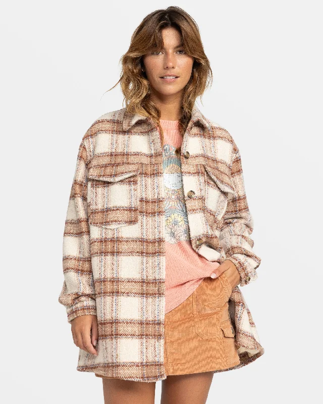 Check The Swell IIII Shacket - Parchement Paradise Plaid Lightweight Floral Blouse