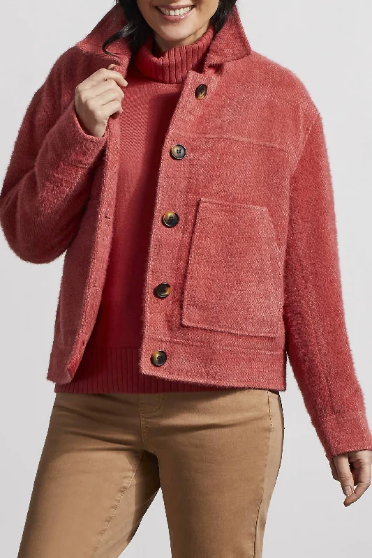 Chili Red Shacket Floral Print Blouse