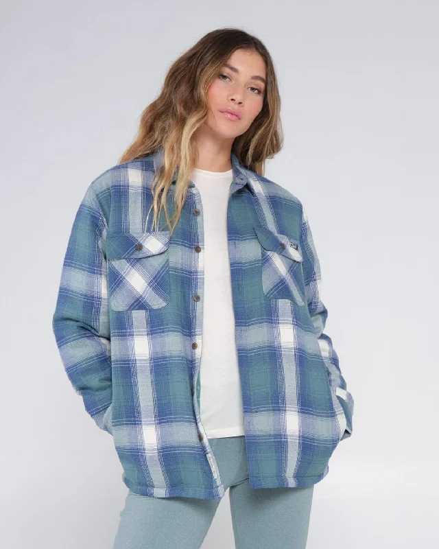 Chore Shacket - Atlantic Green Puff Sleeve Blouse