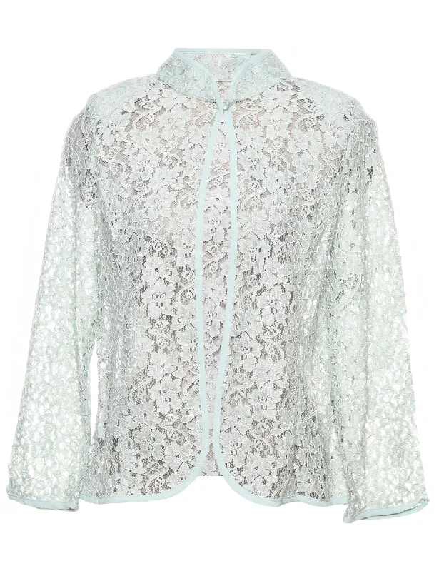 Classic White Lace 1980s Blouse - M Bell Sleeve Blouse