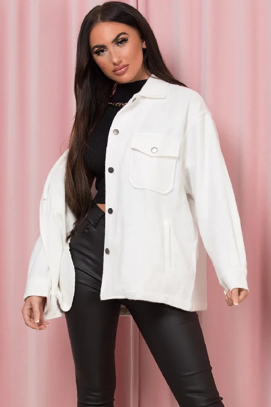 Cream Shacket Soft Touch Modern Oversized Blouse