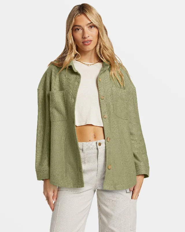 Everytime Oversized Shacket - Avocado Feminine Pastel Blouse
