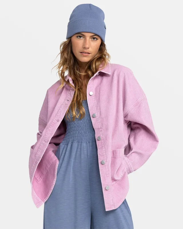 Kick Back Corduroy Shacket Pastel Color Blouse