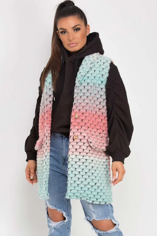 Knitted Sleeveless Shacket Tie Dye Soft Pastel Blouse