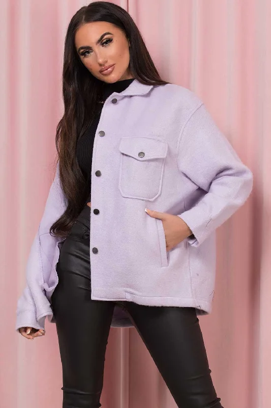 Lilac Shacket Soft Touch Delicate Bow Blouse