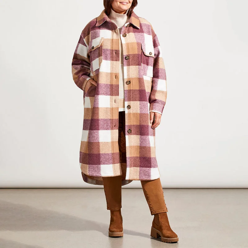 Long Knit Deep Rose Shacket Feminine Pastel Blouse