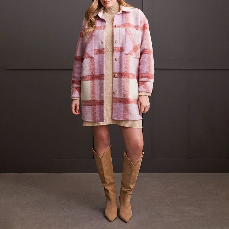 Long Sleeve Button Front Orchid Shacket Chic Sleeveless Blouse
