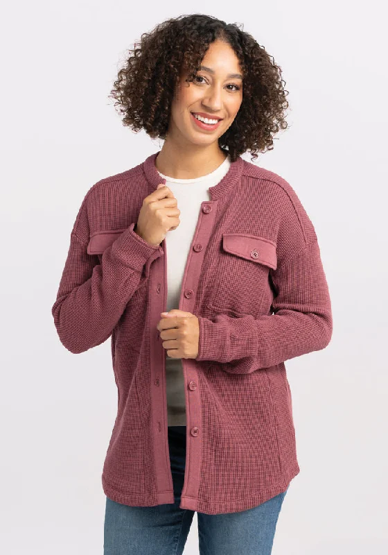 Oaklynn Waffle Shacket - Wild Ginger Off-Shoulder Wrap Blouse