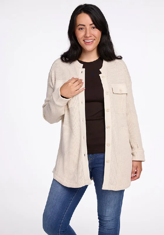 Oaklynn Waffle Shacket - Oatmeal Sweetheart Neck Blouse