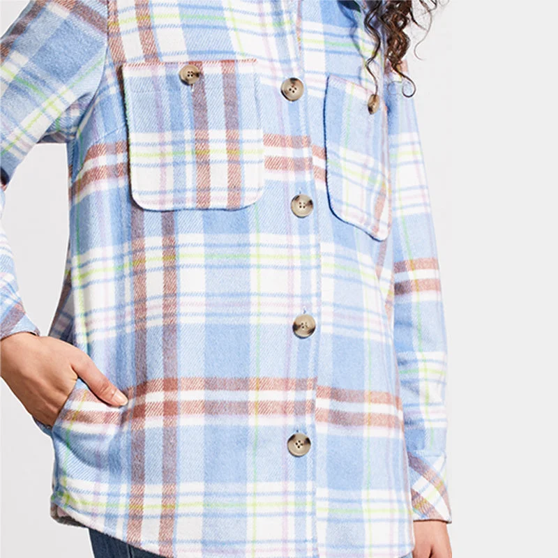 Periblue Shacket With Chest Pocket Romantic Lace Blouse