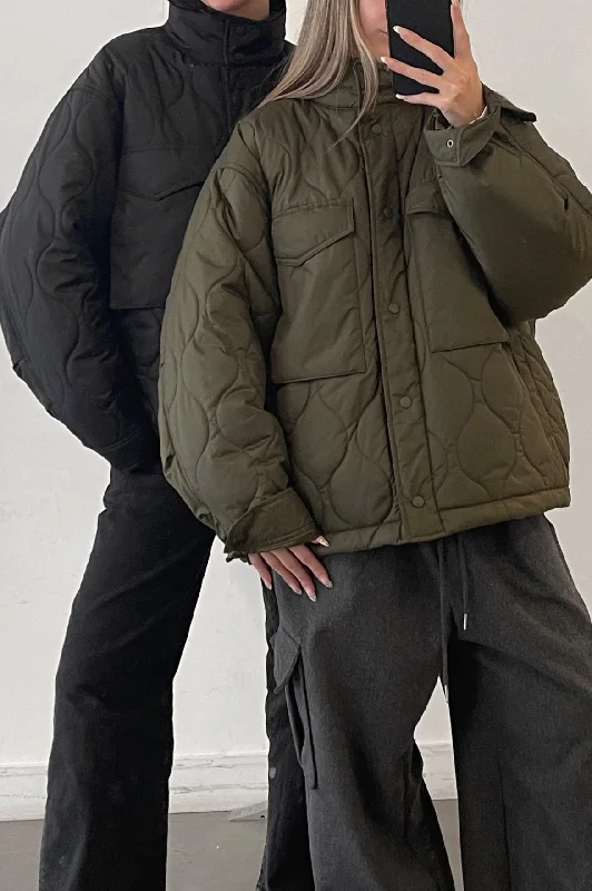 QUILTED PUFFER SHACKET Classic White Blouse