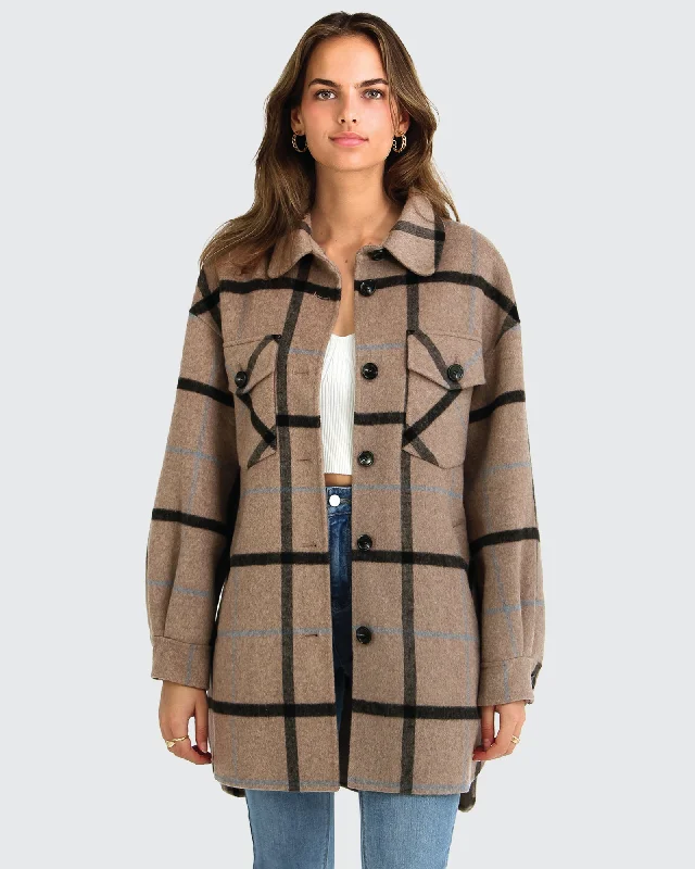 River's Edge Plaid Shacket Elegant Lace Blouse