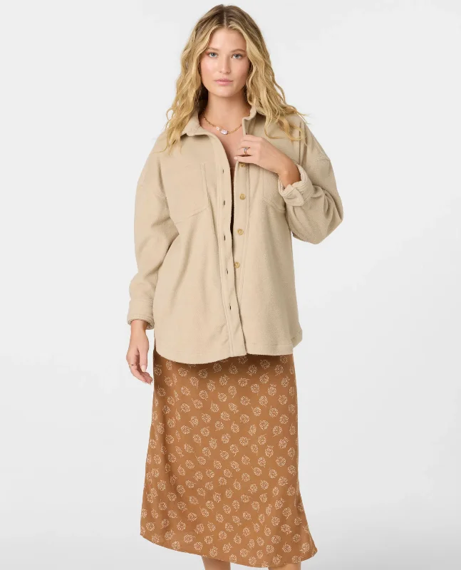 Rune Solid Shacket Sweetheart Neck Blouse