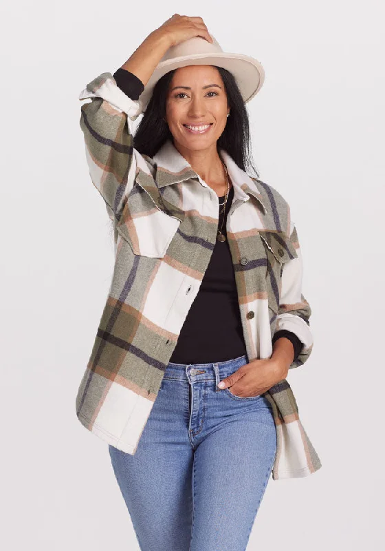 Sawyer Shacket - Forest Plaid Peter Pan Collar Blouse