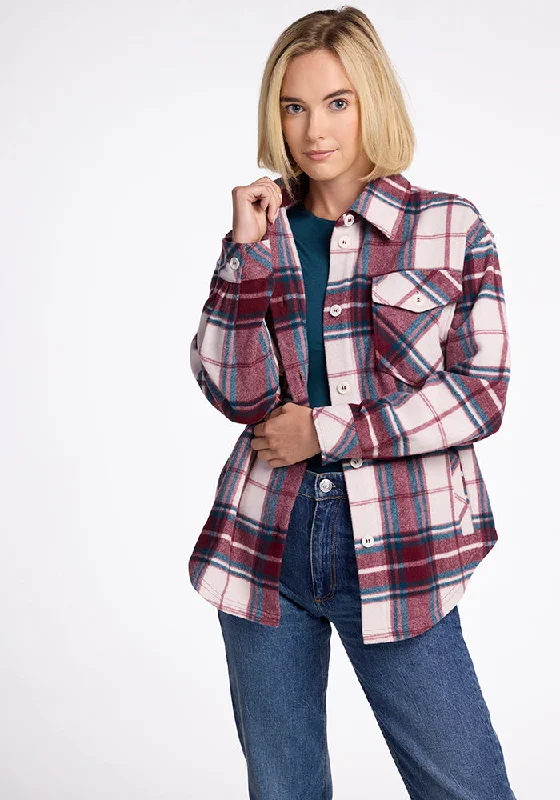 Sawyer Shacket - Frozen Cranberry Plaid Short Sleeve Blouse