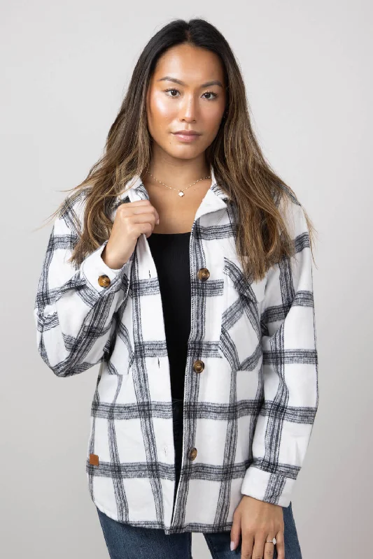 Simply Southern Plaid Shacket for Women in Brush | PP-0224-SHKT-JKT-BRUSH Double Button Blouse Simply Southern Plaid Shacket for Women in Brush | PP-0224-SHKT-JKT-BRUSH Double Button Blouse