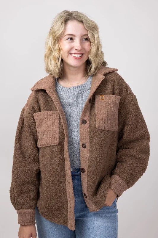 Simply Southern Soft Shacket for Women in Brown | PP-0224-SHKT-SFT-BRWN Feminine Ruffle Blouse Simply Southern Soft Shacket for Women in Brown | PP-0224-SHKT-SFT-BRWN Feminine Ruffle Blouse