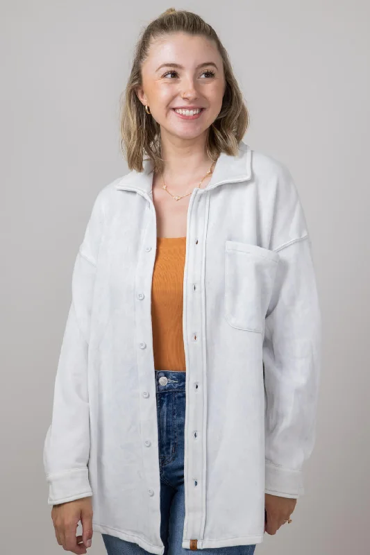 Simply Southern Solid Acid Wash Shacket for Women in Mist | PP-0224-SHKT-ACID-MIST Silky Draped Blouse Simply Southern Solid Acid Wash Shacket for Women in Mist | PP-0224-SHKT-ACID-MIST Silky Draped Blouse