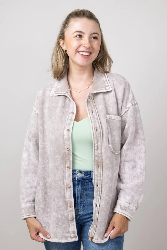 Simply Southern Solid Acid Wash Shacket for Women in Tan | PP-0224-SHKT-ACID-TAN Casual Relaxed Blouse Simply Southern Solid Acid Wash Shacket for Women in Tan | PP-0224-SHKT-ACID-TAN Casual Relaxed Blouse