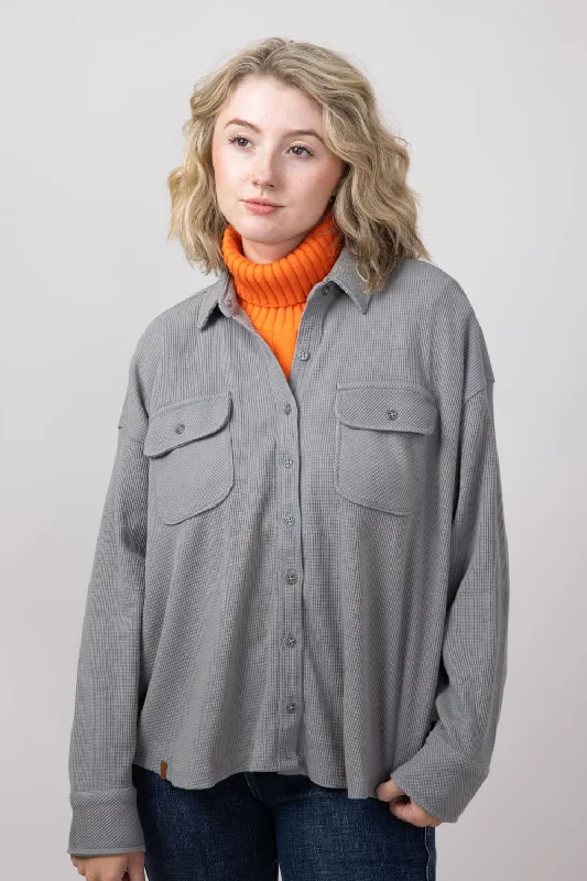 Simply Southern Waffle Knit Shacket for Women in Parchment Ash | PP-0224-SHKT-WAFFLE-ASH Business Casual Blouse Simply Southern Waffle Knit Shacket for Women in Parchment Ash | PP-0224-SHKT-WAFFLE-ASH Business Casual Blouse