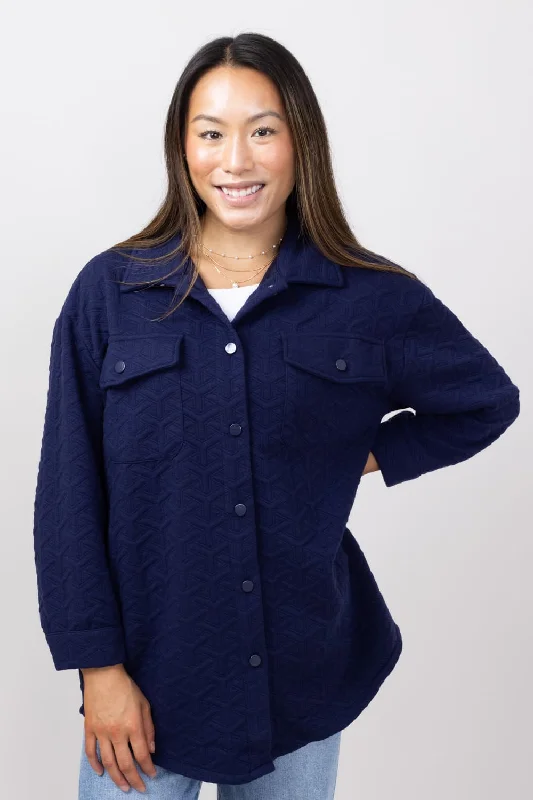 Simply Southern Quilted Shacket for Women in Navy | PP-0224-SHKT-QLTD-NAVY Casual Relaxed Fit Blouse Simply Southern Quilted Shacket for Women in Navy | PP-0224-SHKT-QLTD-NAVY Casual Relaxed Fit Blouse