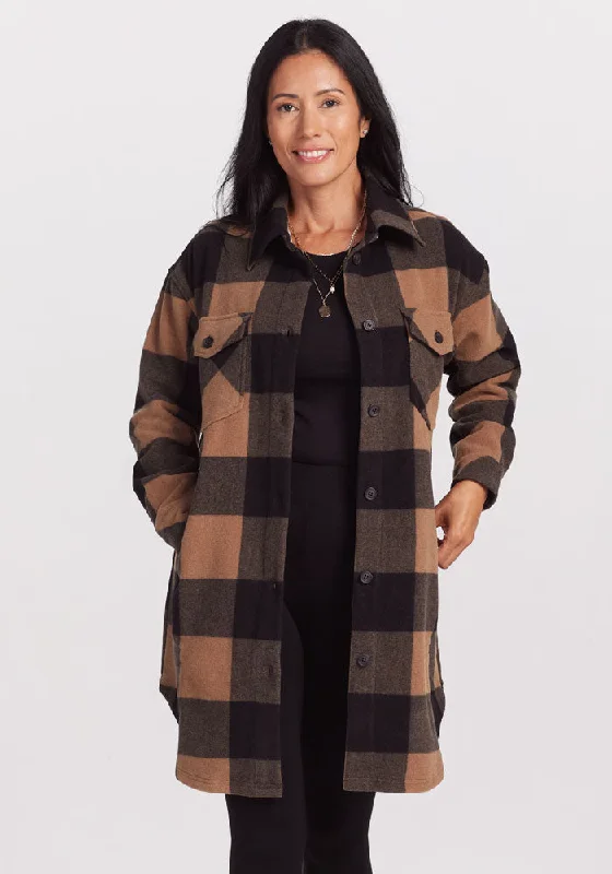 Sutton Shacket - Camel Checkered Business Casual Blouse