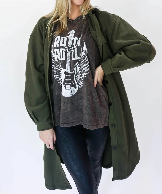 Weekend Away Shacket In Olive Semi-Sheer Blouse