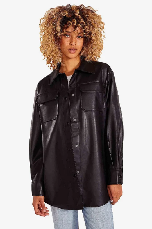 BB Dakota Faux Good Measure Shacket Peter Pan Blouse