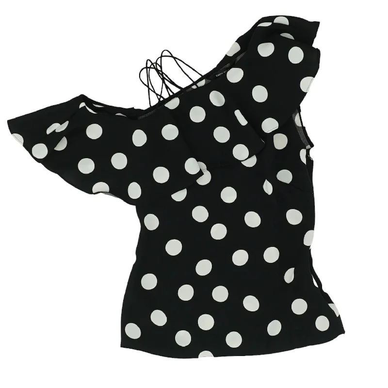 Black Polka Dot Blouse Sheer Mesh Blouse