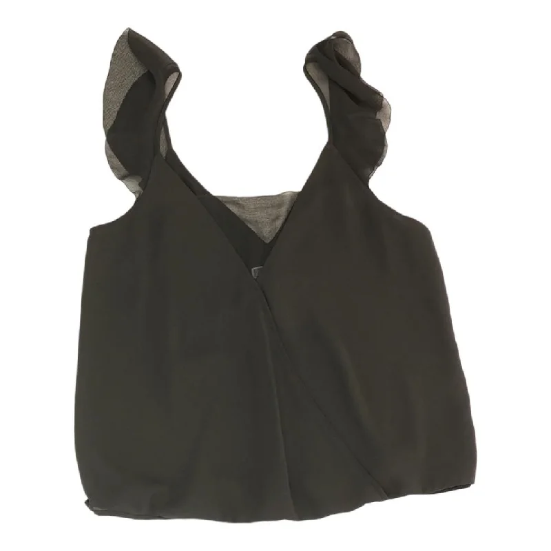 Black Solid Sleeveless Blouse Stretchy Fitted Blouse