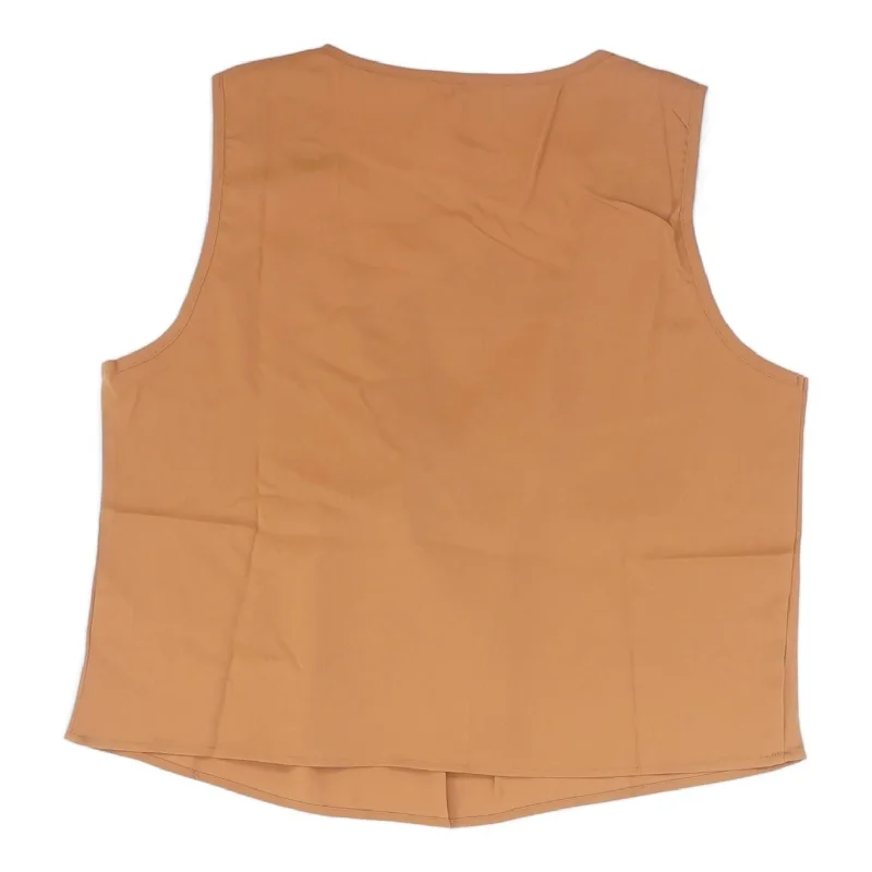 Brown Solid Sleeveless Blouse and Short Set Slim Fit Blouse