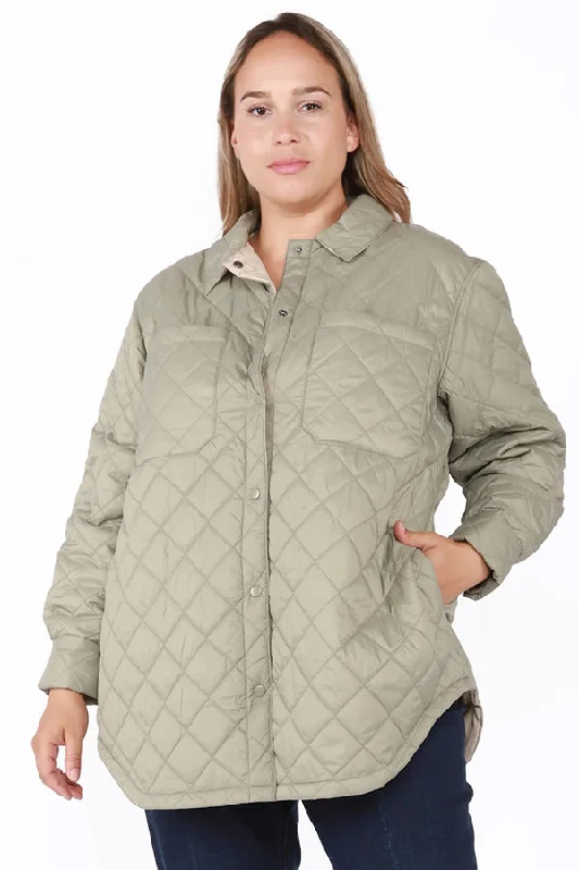 Dex PLUS Puffer Shacket Side Tie Blouse