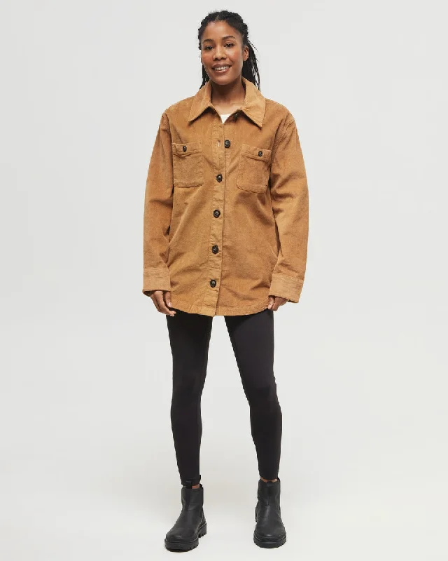 EcoStretch Corduroy Shacket Playful Puff Blouse