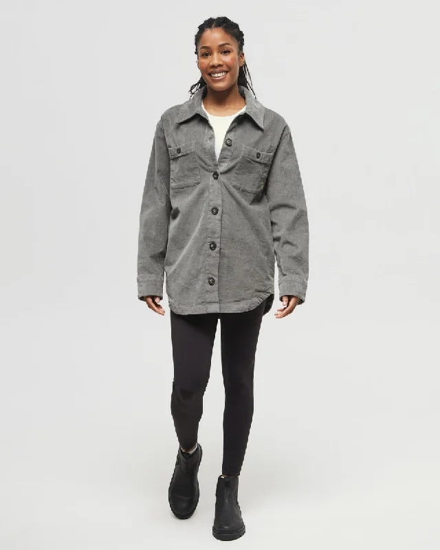 EcoStretch Corduroy Shacket Classic White Blouse