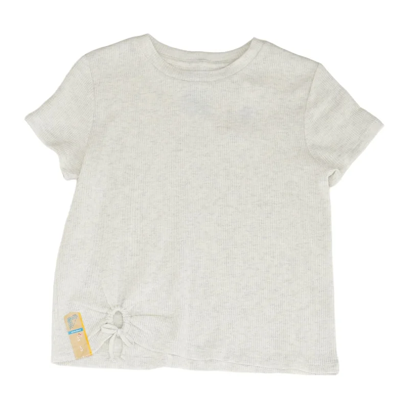 Gray Solid Short Sleeve Blouse Lightweight Floral Blouse