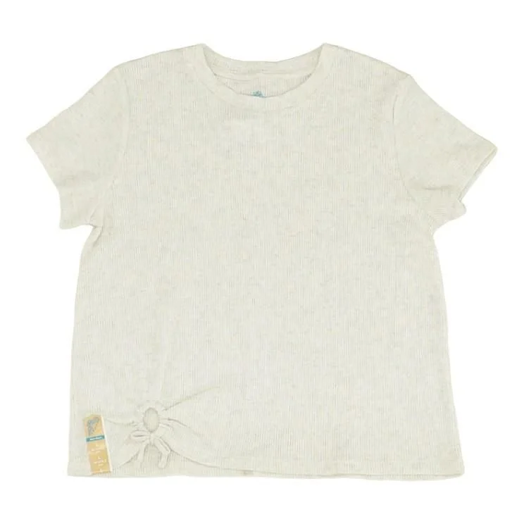 Gray Solid Short Sleeve Blouse Side Tie Blouse