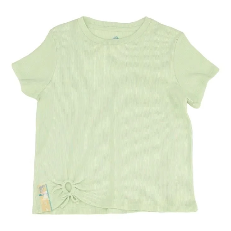 Green Solid Short Sleeve Blouse Lightweight Tunic Blouse