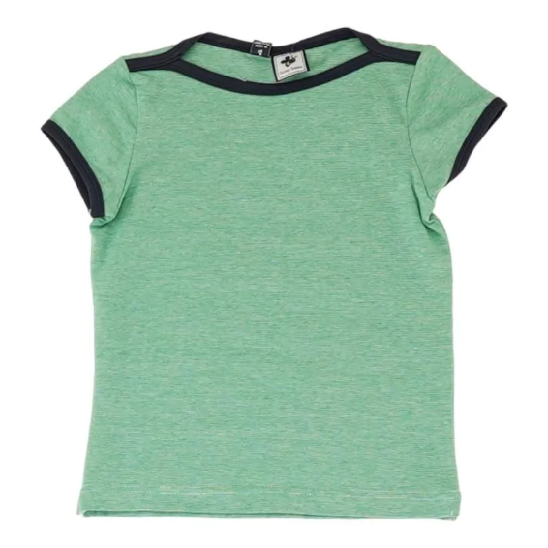 Green Solid Short Sleeve Blouse Delicate Bow Blouse