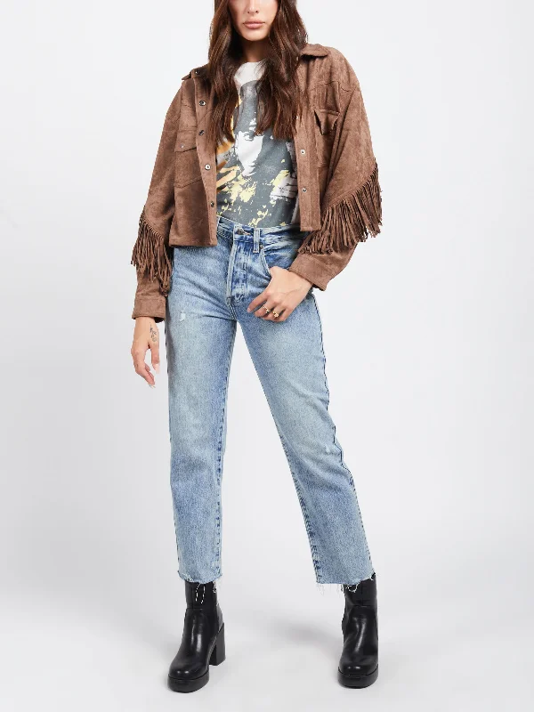 Hot Cocoa Suede Shacket Casual Relaxed Blouse