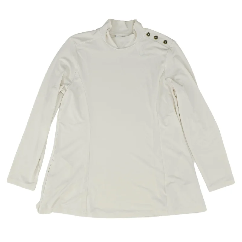 Ivory Solid Long Sleeve Blouse Elegant Silk Blouse