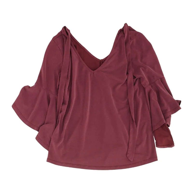 Mauve Solid 3/4 Sleeve Blouse Feminine Satin Blouse