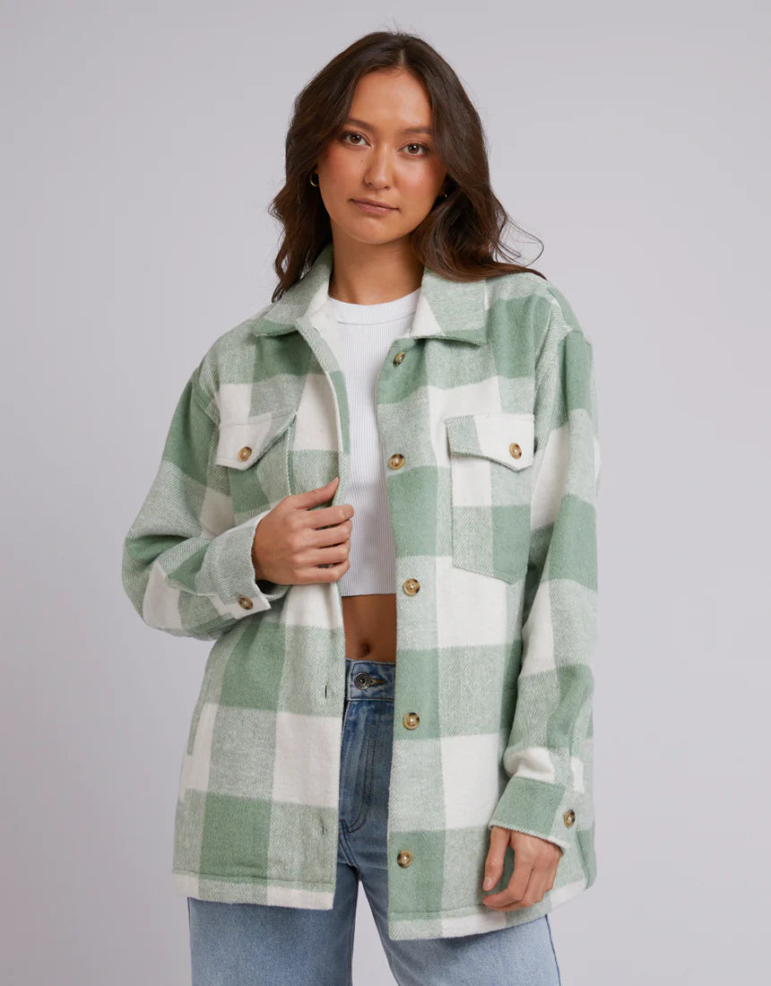 Mayzie Shacket Sage Elegant Office Blouse