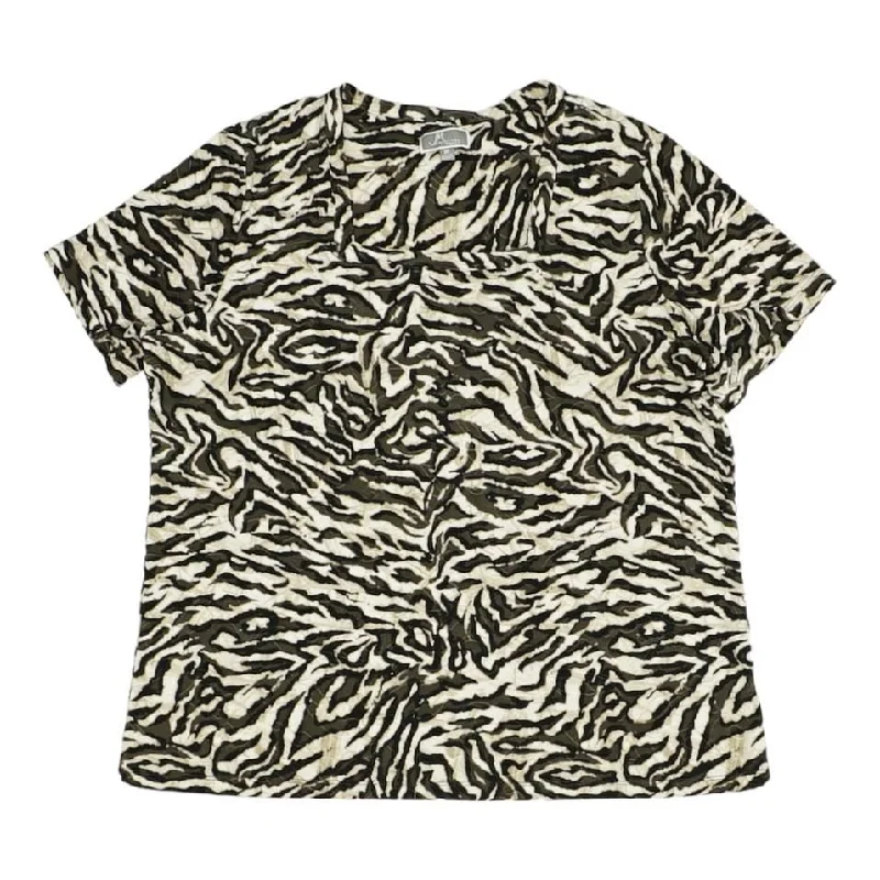 Multi Animal Print Short Sleeve Blouse Modern Work Blouse