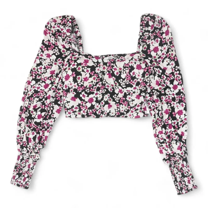 Multi Floral Long Sleeve Blouse Chic Off-Shoulder Blouse