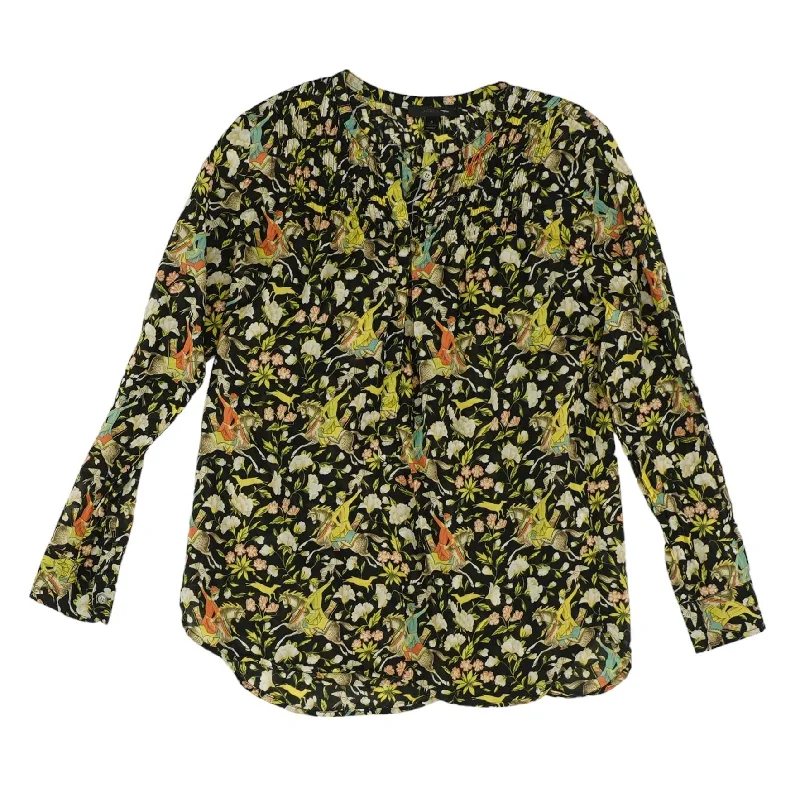Multi Floral Long Sleeve Blouse Casual Button Blouse