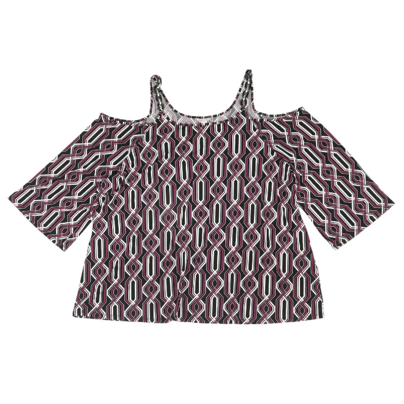 Multi Graphic 3/4 Sleeve Blouse Peter Pan Blouse