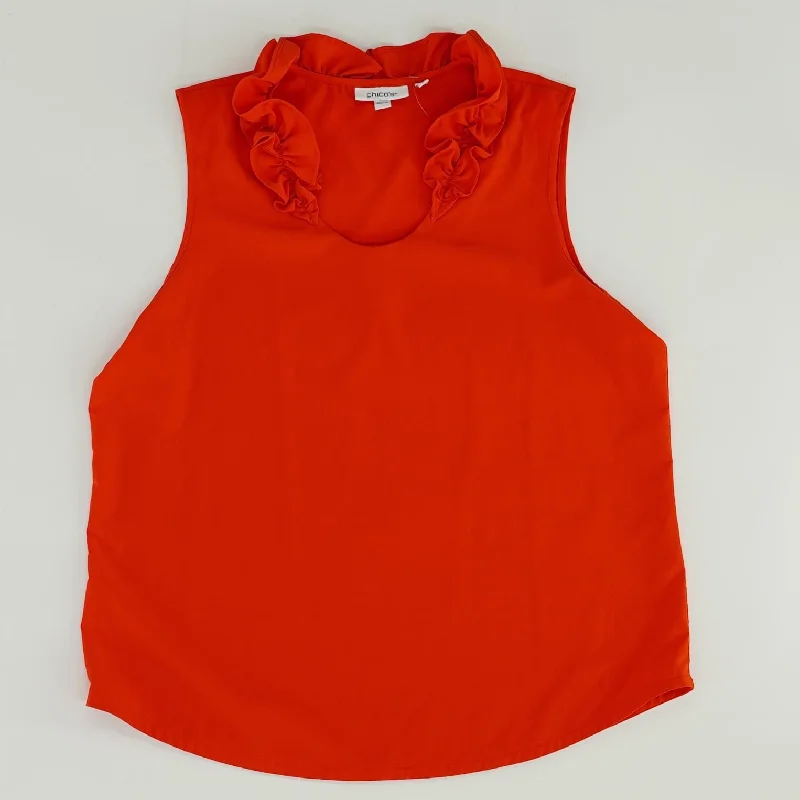 Orange Solid Sleeveless Blouse Drape Neck Blouse