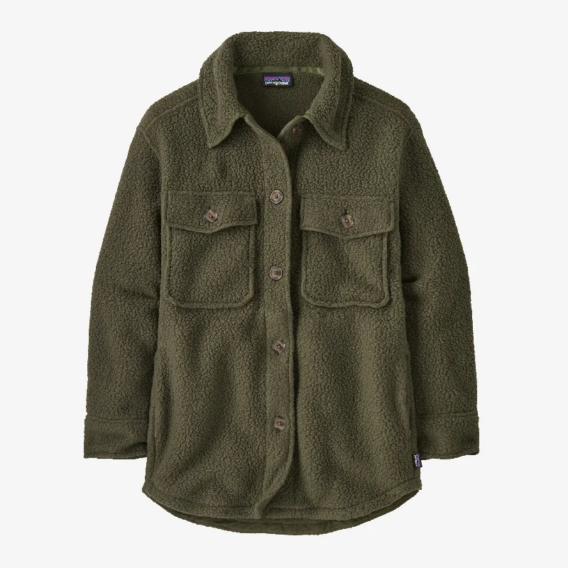 Patagonia Women's Retro Pile Fleece Shacket - Pine Needle Green High Neck Blouse