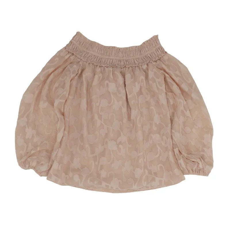 Pink Solid Long Sleeve Blouse Chic Ruffle Blouse