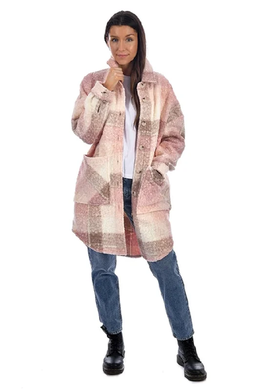RD Style Bev Boucle Patch Shacket Loose Oversized Blouse